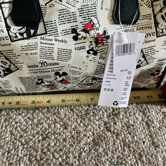 Mickey Mouse Newspaper Print Handbag - Black and White - Picture 4 of 6